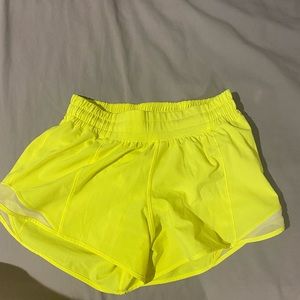 Rare NEON yellow Lululemon Hotty Hot Shorts size 4 Tall!!